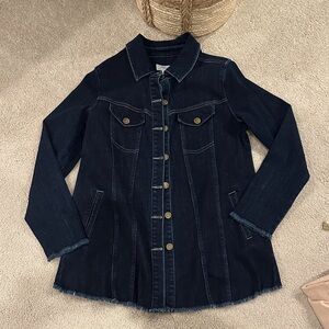 LOGO by Lori Goldstein Dark Blue Jean Jacket